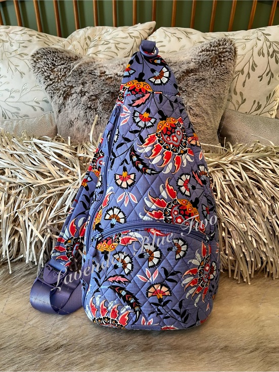 Vera Bradley Handbags - VERA BRADLEY Mural Garden Essentials Lighten Up Sling Lavender Purple Orange Flo